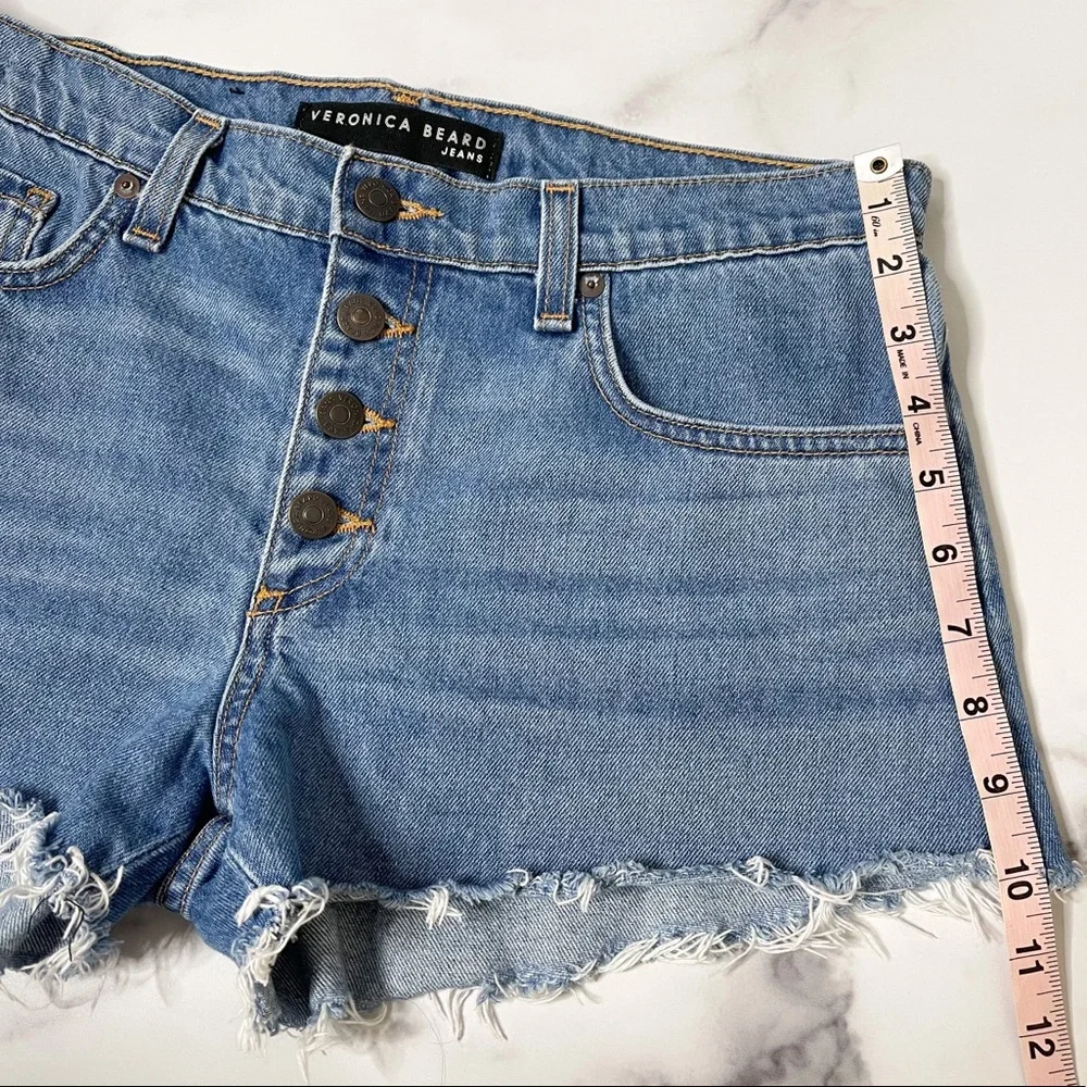 Veronica Beard Debbie Shorts 9” Denim Button Fly - Picture 9 of 12